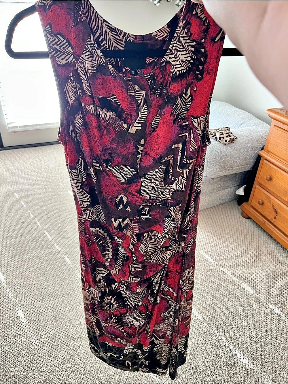 Nic+Zoe Abstract Sleeveless Midi Dress in Red & Brown